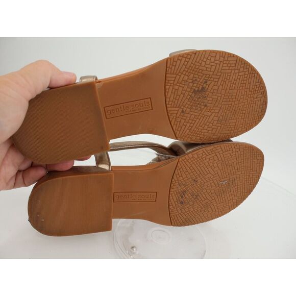 Gentle Souls Heather Slingback Sandal Size 8 Gold Leather Flat Comfy Cushioned - Picture 8 of 12